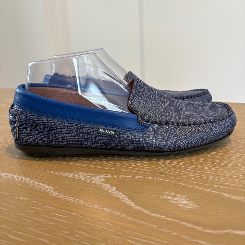 Atlanta Mocassin Blue Leather Loafers Driving Shoes Womens Size US 8.5-9 39